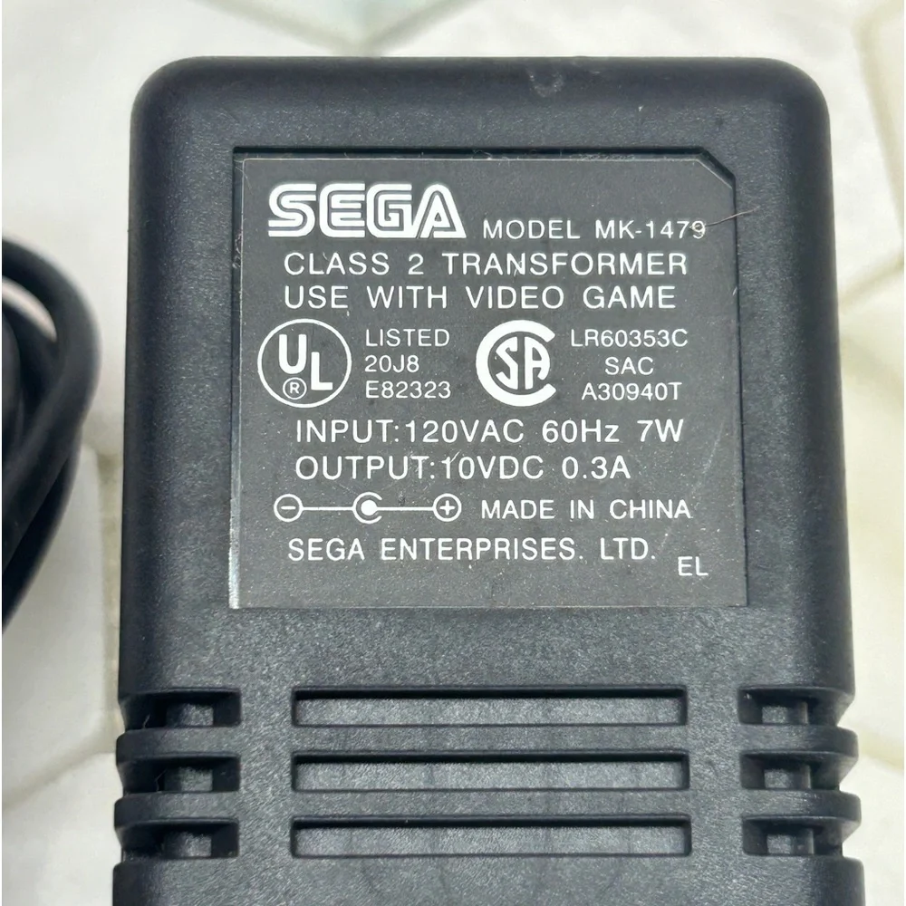 Gaming System Sega MK-1479 Class 2 Transformer, Power Supply Cord/ Plug
